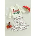 thumbnail image 3 of TSEXIEFOOFU Christmas Baby Girls Trousers Outfits Letter Print Long Sleeve Sweatshirt and Casual Flare Pants Set, 3 of 9
