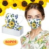 YZHM 50pcs Adult Disposable Face Masks Sunflower Print Masks for Protection Face Mask Disposable Mask