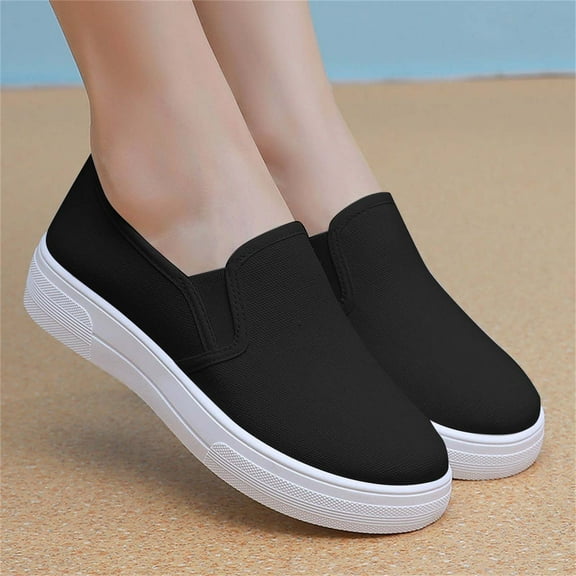 XIMIN Women Slip on Casual Loafers Sneaker Retro Traditional Breathable Lightweight Black White Casual Simple Softy Shoes for Running Walking Sport