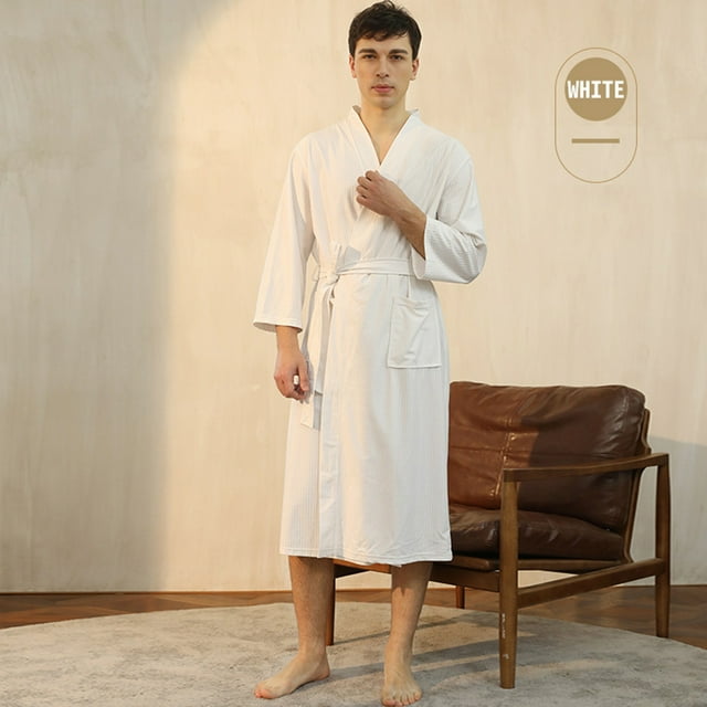 Womens pajama sets Unisex Pocket Breathable Knee Length Bathrobe Splicing Soft Sleepwear SPA Robe XL