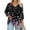 Black, variant on WTOBBY Women's Plus Size Floral Print Keyhole Top 3/4 Sleeve Flowy Tunic Casual V-Neck Shirt for Comfortable Everyday Style,Black L