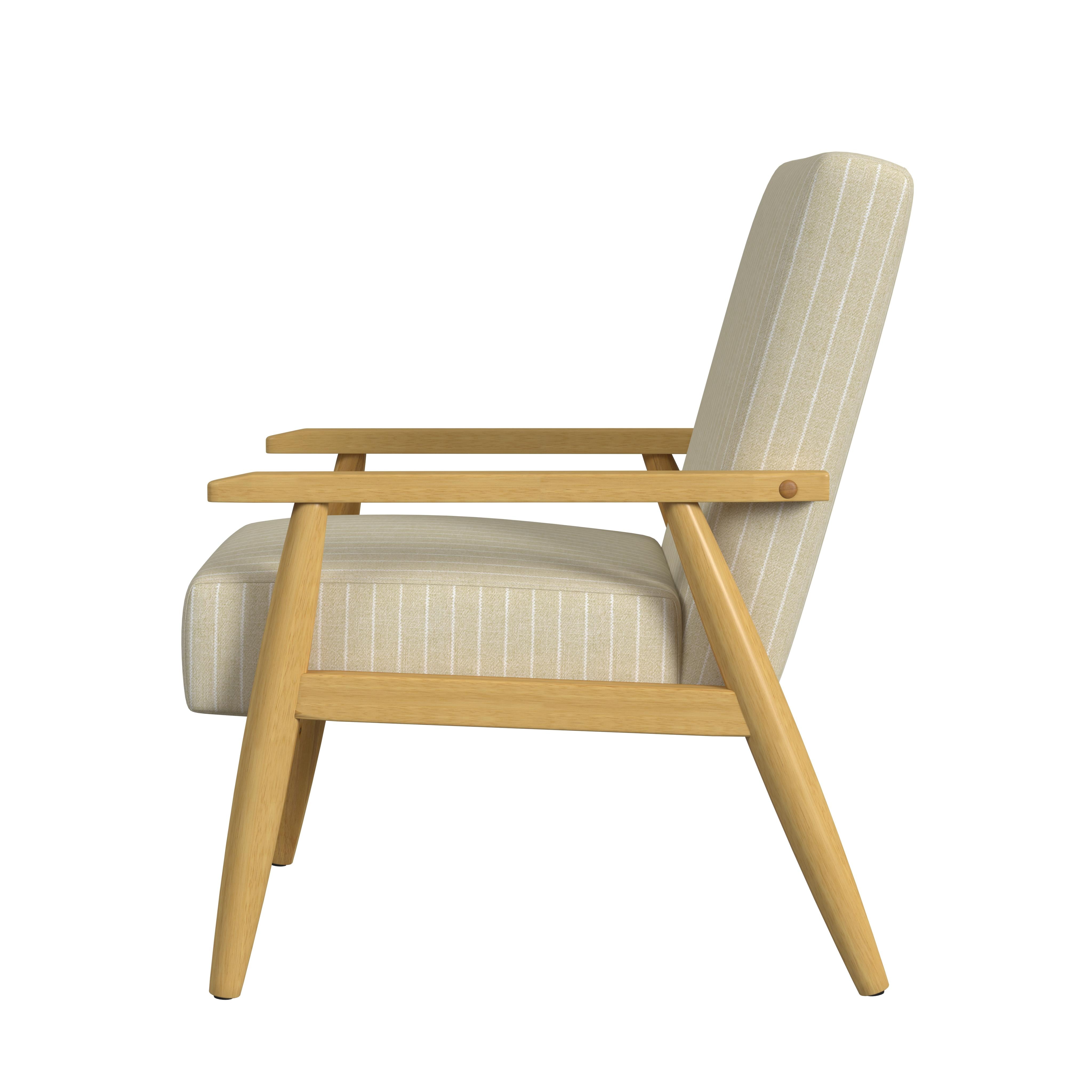 HomePop Mid-Century Wood Frame Arm Accent Chair, Beige Stripe
