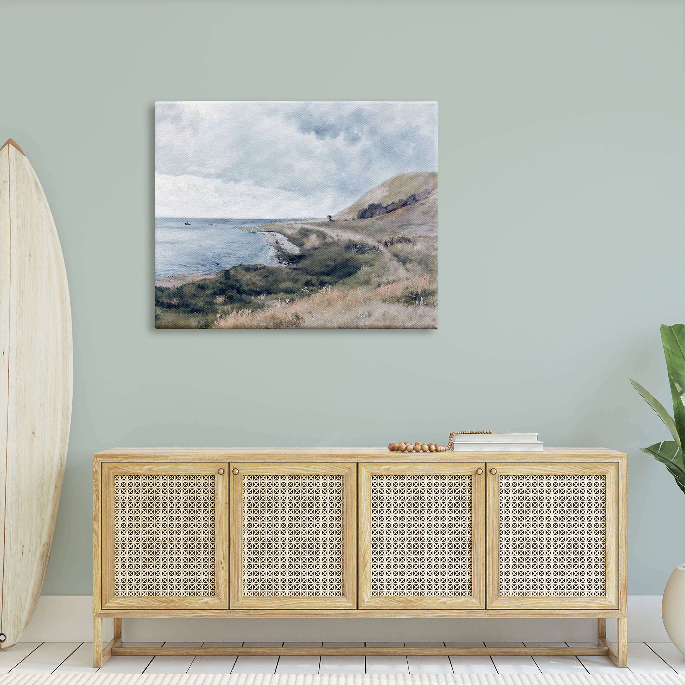 Seaside Cliffs Ocean Scenery Landscape Graphic Art Gallery Wrapped Canvas Print Wall Art