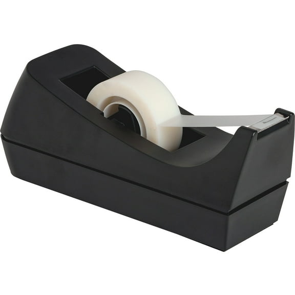 Business Source Standard Desktop Tape Dispenser - 1" Core - Non-skid Base - Plastic - Black - 1 Each | Bundle of 5