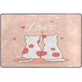 thumbnail image 4 of SKYSONIC Couple Love Cat Sweet Non-Slip Area Rug, Valentine's Day Pastel Kitten Floor Carpet Comfort Floor Mats Decor for Indoor Front Porch Living Room Bedroom Kitchen, 36"x24", 4 of 5