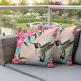 thumbnail image 4 of Bird Floral Pillow Covers 2 Pack Hummingbird Spring Decorative Pink Background Pillowcase Waterproof Outdoor Throw Pillow Cover for Patio Garden Square Cushion 18”x18”, 4 of 9