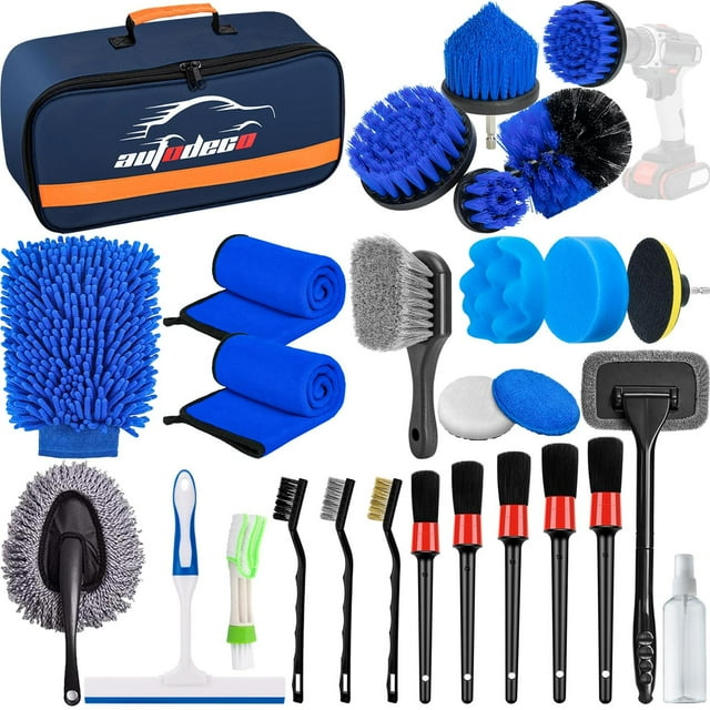 Juego de Cepillos Automotrices AUTODECO Azul para Detalles de Coche