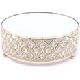 thumbnail image 3 of Round Mirror Crystal Cake Stand 3-Layer Cupcake Holder for Wedding Dessert Display, Crystal Beaded Cake Holder Plate with Chains Silver/Gold for Party Decoration (Gold Round 3PCS), 3 of 3