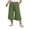Army Green, variant on JSheng Womens Pants Plus Size Fashion Casual Solid Color Summer Cotton Capris Drawstring With Pockets Brown L