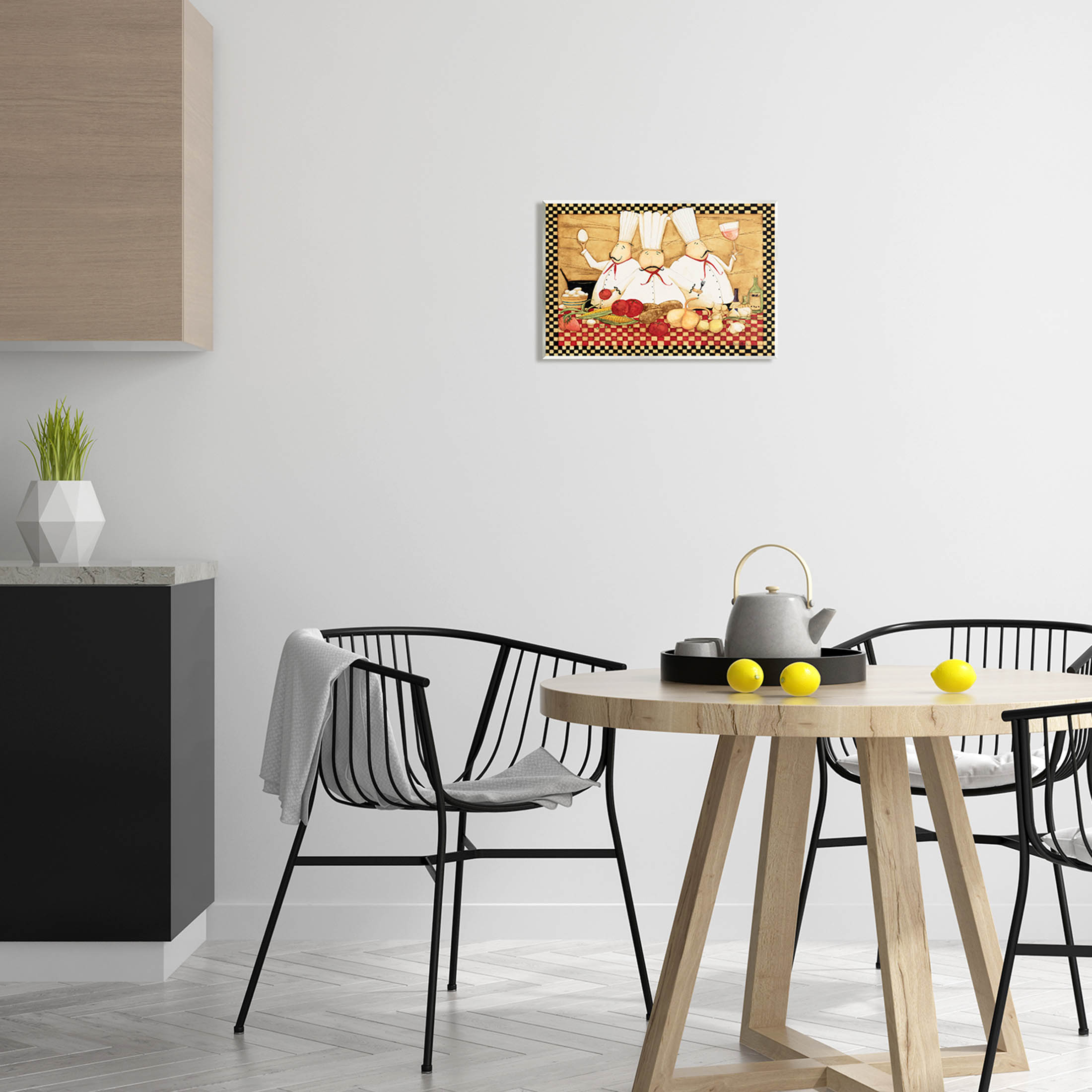 Vintage Chefs Checkered Kitchen Food & Beverage Graphic Art Unframed Art Print Wall Art