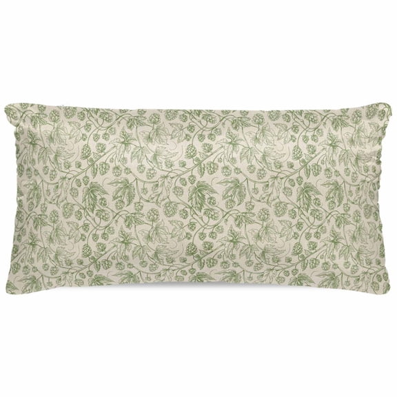 Sage Green Flowers Satin Pillowcase for Hair and Skin with Zipper, Soft Breathable Cooling Silk Pillow Cases, Rustic Pastoral Botanical Floral Leaf Throw Pillow Covers King Size 20"x40"