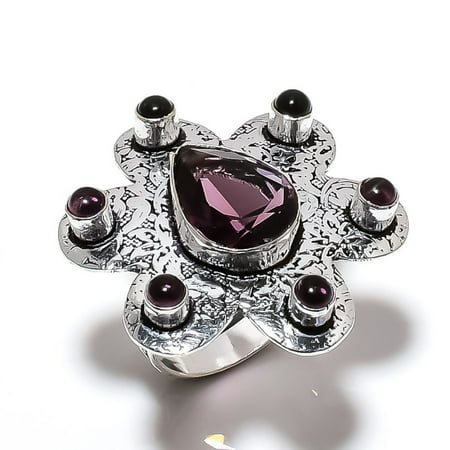 Natural Amethyst Gemstone Handmade 925 Sterling Silver Gift Ring Size 8