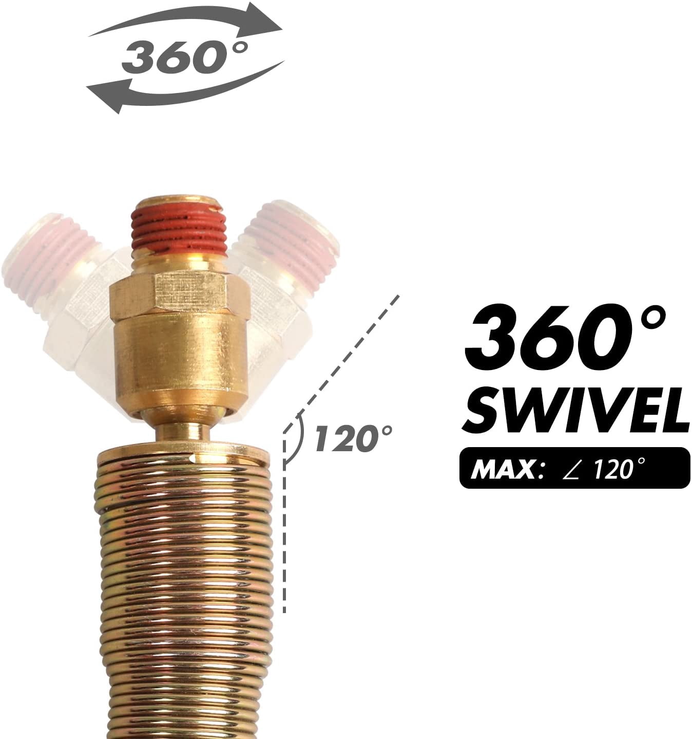 MKEUDQ-Rubber Lead-in Air Hose, 3/8" X 30" (1/4 in. MNPT Ball Swivel x 1/4 in. FNPT Ends), 300 PSI, Red Heavy Duty Air Compressor Lead- in Hose