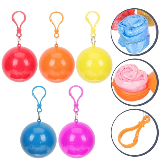 UPKOCH 5Pcs Convenient Portable Rain Poncho PVC Blue Emergency Use Lightweight for Camping Hiking