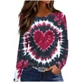 thumbnail image 2 of Gamivast Dressy Tops for Women Womens Valentines Day Tops Plus Size Holiday Heart Long Sleeve Crew Neck Casual Blouses Loose Travel Drop Shoulder Tunic Shirts Spring Festival Outfits, 2 of 7