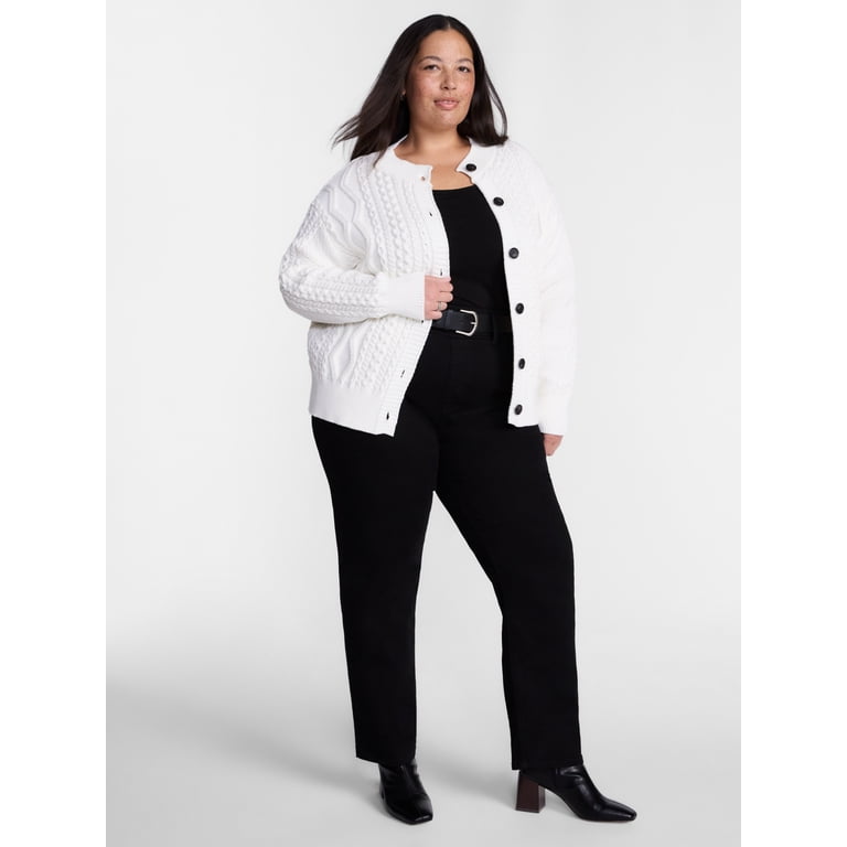 Terra & Sky Women's Plus Cable Knit Cardigan photo 2