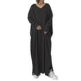 thumbnail image 2 of AOOCHASLIY Fall Casual Clothes,Women's Plus Size Casual Dress Solid Color V Neck Long Sleeve Winter Fall Basic Casual Maxi Long Dress Daily Vacation Dress, 2 of 5