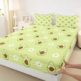 thumbnail image 4 of jejeloiu Cartoon Floral Blossom Full Size Sheets,Green Cute Avocado Bed Sheets For Girls Women 4-Piece, 4 of 6