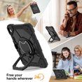 thumbnail image 6 of for iPad 10th Gen 10.9" 2022 with Pencil Holder/360° Rotating Kickstand/Grip Handle/Shoulder Strap Kids Girls Heavy Duty Protective 3-Layers Cover for iPad 10th Generation, Black+Black, 6 of 8