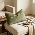 thumbnail image 5 of Rustic Wildflower Embroidered Lumbar Pillow Cover, Fuzzy Yarn Vintage Floral Rectangular Cushion Case for Sofa Bed Bench Chair and Farmhouse Home Decor, 5 of 6