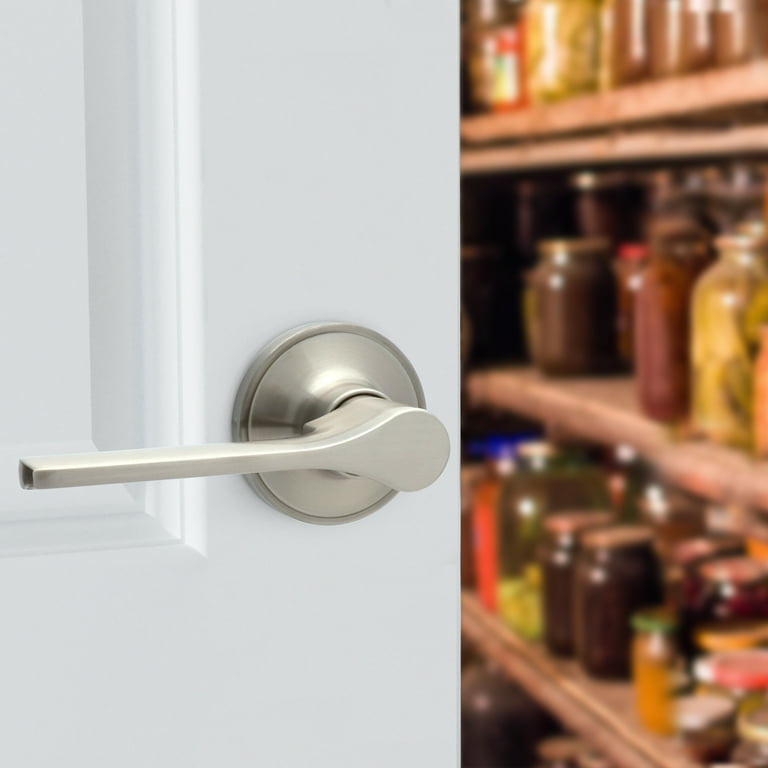 Hyper Tough Satin Nickel Passage Door Lever with Round Rosette for