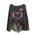 thumbnail image 2 of NuoCaiYun Womens Off The Shoulder Sweater Breast Cancer Awareness Graphic Tshirt Trendy Pink Love Heater Print Pullover Knitted Tops, 2 of 6