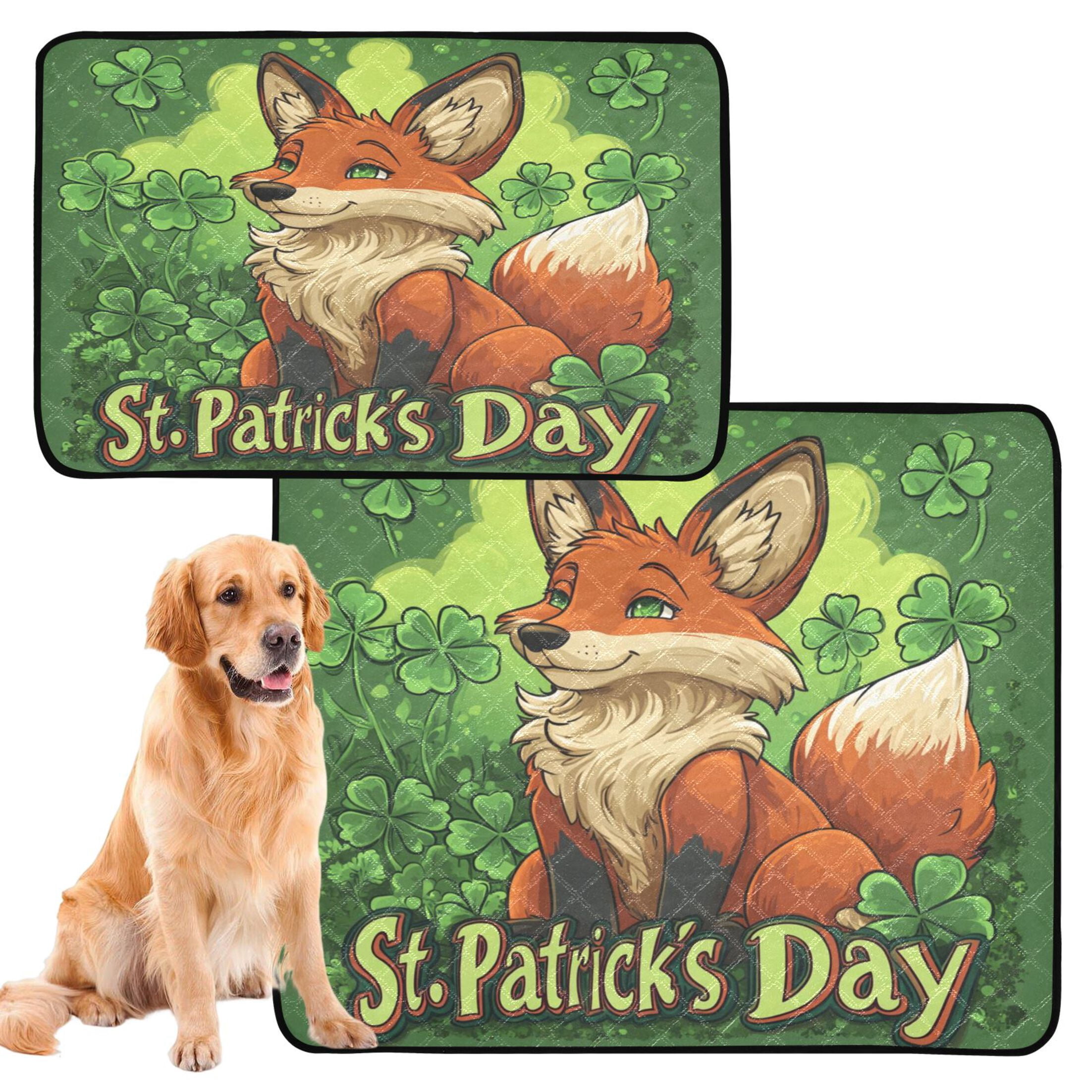 Qxltty Stpatricks Day Red Fox Cat litter Pads Pet Set of 3 Diaper Mats Center Anti-leakage Layer Absorbent Soft and Comfortable