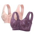 thumbnail image 4 of GERsome 2PCS Bras for Older Women Comfortable Convenient Front Closure Button Bras for Older Comfort Wireless Bras for Women Plus Size Full Coverage No Underwire Bra Assorted Color, 4 of 4