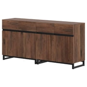 Modern Sideboard with Adjustable Shelf and Metal Base Walnut
