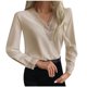 thumbnail image 1 of Moda mujer encaje sólido manga larga encaje patchword V cuello camisa blusa Fridja  FKASFK3893, 1 of 8