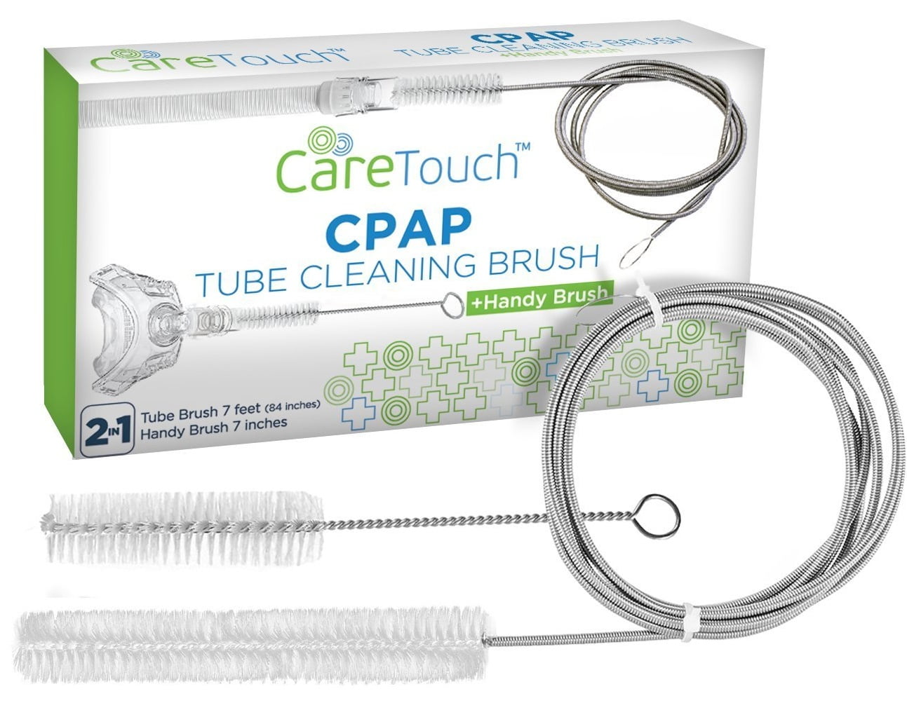 Care Touch CPAP Tube Cleaning Brush - Flexible Stainless 7ft - Plus 7' Handy Brush