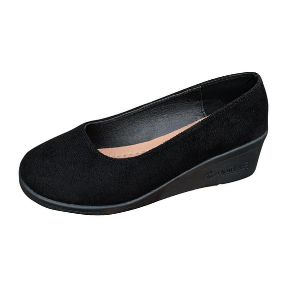 Xfvqtps Womens Suede Loafers Soft Sole Round Toe Slip on Shoes for Women Comfortable Casual Flats with Cushioned Insole Lightweight Work Shoes Black
