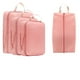 thumbnail image 2 of Set impermeable de 4 piezas para guardar bolsas de viaje - Organizadores de compresión de doble capa y doble capa de gran capacidad para equipaje, rosa, gris, azul y beige, 2 of 7
