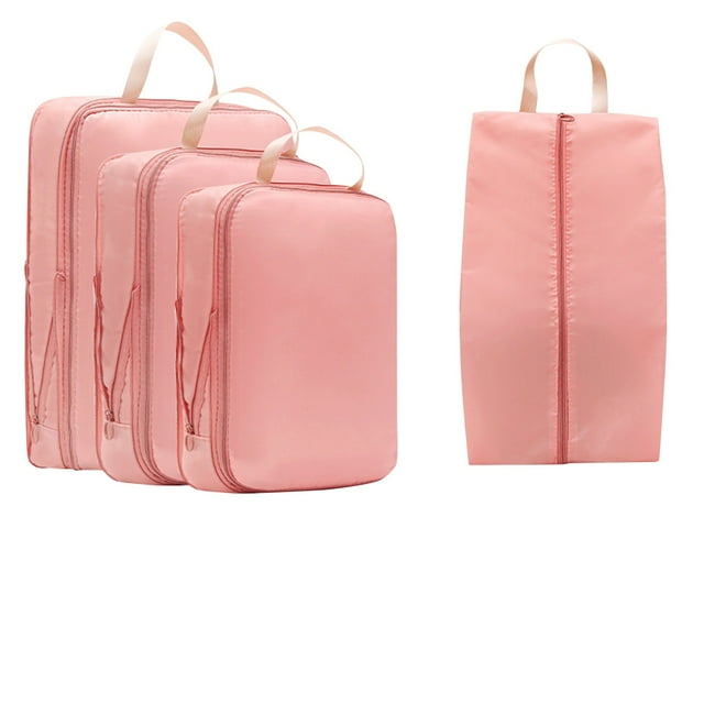 Sac de Rangement de Voyage Ensemble de 4 Pcs Imperméable Grande Capacité Double Couche Fermeture Éclair Affaires Voyage