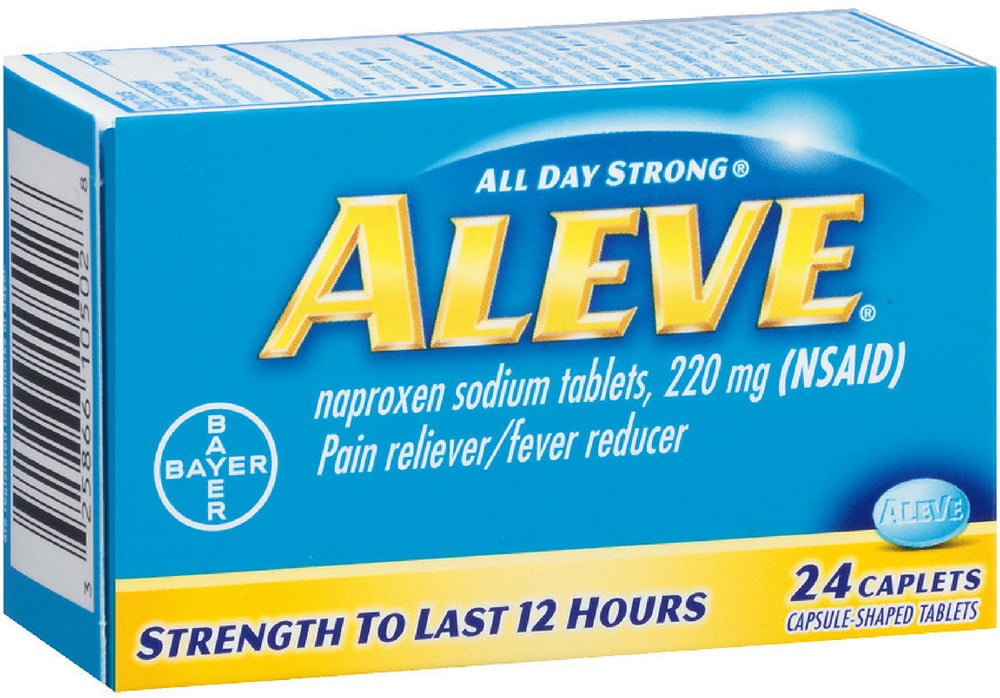 Aleve Pain Reliever/Fever Reducer Caplets, 24 ea (Pack of 4)