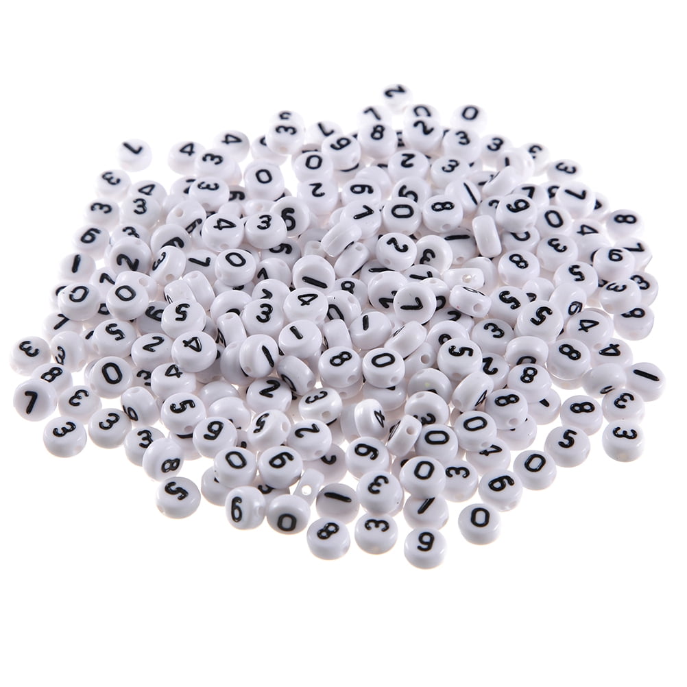 100Pcs Number Beads Acrylic Loose Beads DIY Number Beads Bracelet Beads