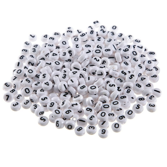 100pcs White Acrylic Number Beads for Bracelet & Jewelry Making