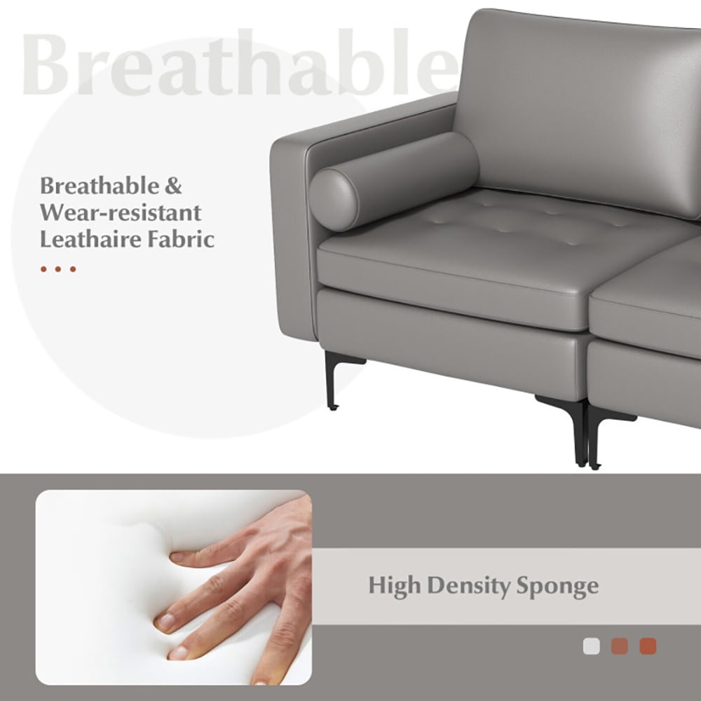 Finihen Loveseat Sofa, Modern Loveseat Sofa with 2 Bolsters and Side Storage Pocket, for Living Room, Bedroom, Light Gray Finihen Loveseat Sofa, Modern Loveseat Sofa with 2 Bolsters and Side Storage Pocket, for Living Room, Bedroom, Light Gray