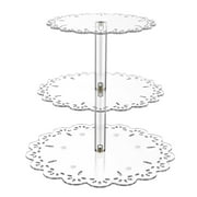 Hemoton 3 Tiers Desserts and Cupcakes Stand Round Wedding Party Acrylic Cake Cupcake Tree Tower Serving Platter (Transparent)
