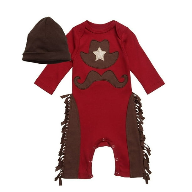 Infant Toddler Baby Boy Sheriff Cowboy Fringed Photo Props Romper