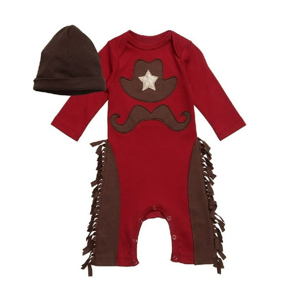 Infant Toddler Baby Boy Sheriff Cowboy Fringed Photo Props Romper