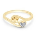 thumbnail image 2 of AFFY White Natural Diamond Accent Paw Print Heart Ring In 14k Yellow Gold Over Sterling Silver, 2 of 8