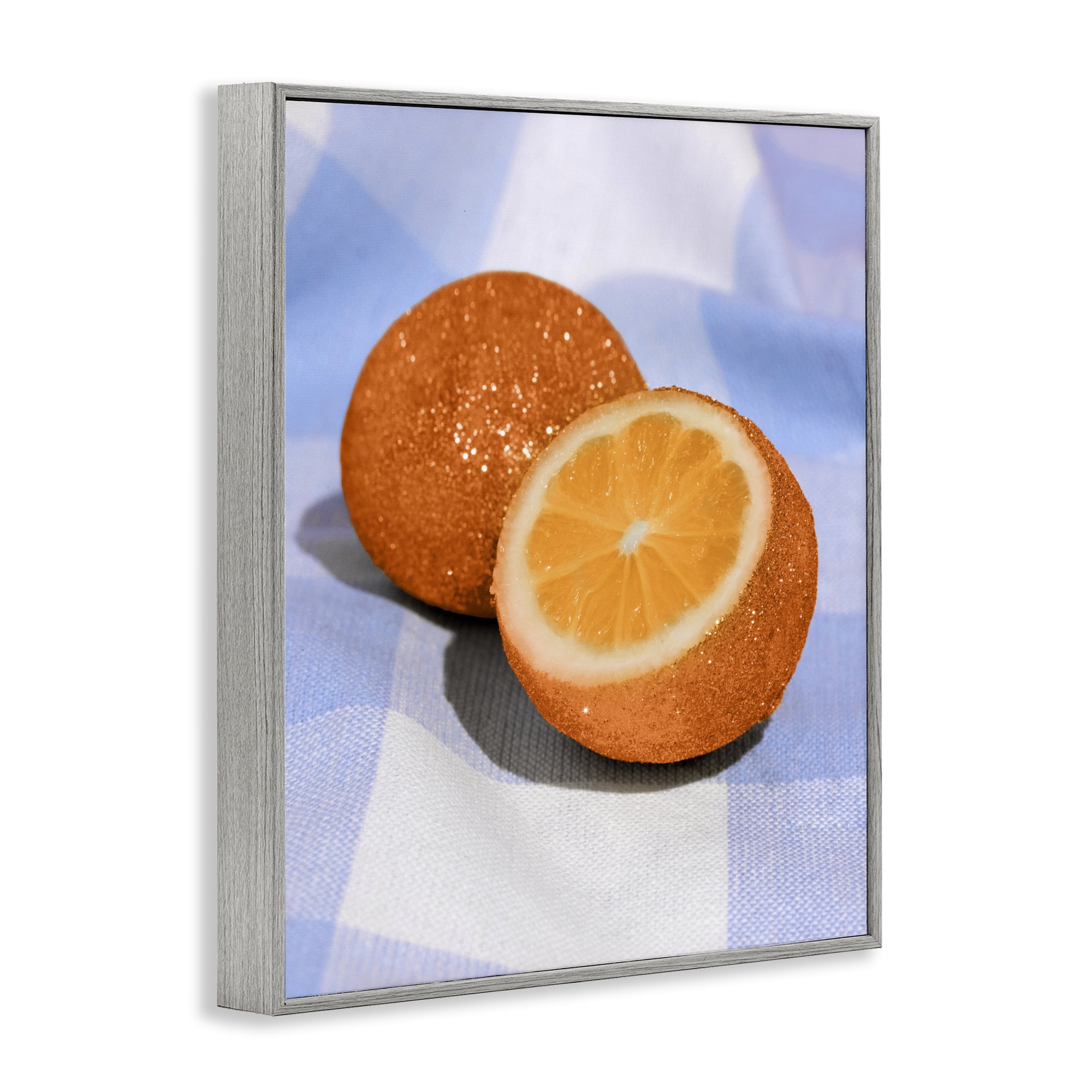 Stupell Industries Glimmer Orange on Blue Gray Framed Giclee Art, design by LISH Creative