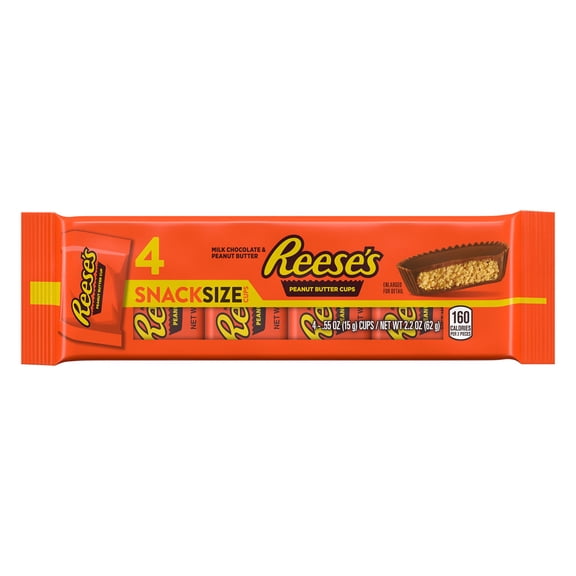 Reese's Milk Chocolate Snack Size Peanut Butter Cups Candy packs, .55 oz (4 Count)