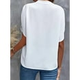 thumbnail image 4 of Women'S Chiffon Blouse Shirt V Neck Dressy Tunic Tops White XXL, 4 of 5