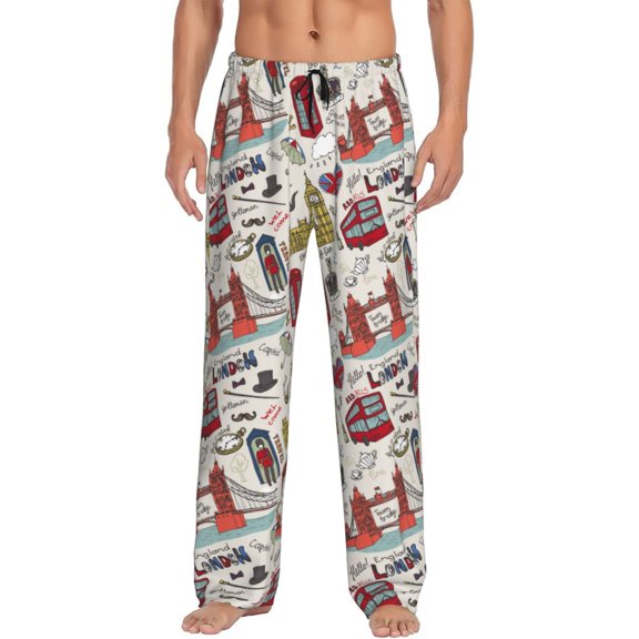 Hirioo London Landmark1 for Women's PJ Pajama Pants Sleep Pants Women's Home Trousers with Pockets,S-3XL-Small