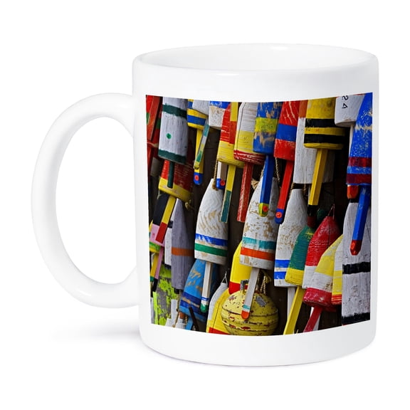 3dRose, Fishing, Buoys on wall, Maine - US20 AJE0001 - Adam Jones, 11oz Mug