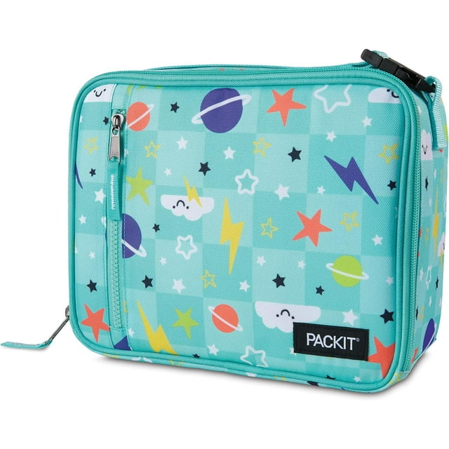 PackIt Boîte à Lunch Classique Congelable, Nuages Heureux, avec Technologie ECOFREEZE, Entièrement Congelable, Pliable, Réutilisable, avec Poche avant Zippée et Poignée à Boucle, Conçu pour un Déjeuner Frais en Déplacement
