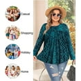 thumbnail image 3 of KOITHOT Womens Plus Size Tops Tunic Long Sleeve Crew Neck Shirts Casual Soft Blouse 1X-5X, 3 of 6