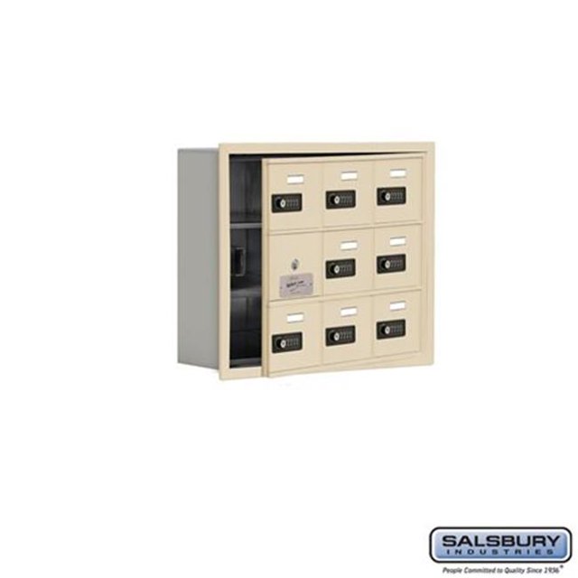 Salsbury 19135-09SRC 22.75 x 18.75 x 5.75 in. Cell Phone Storage Locker with Front Access Panel - Recessed Mounted, Resettable Combination Locks - Sandstone